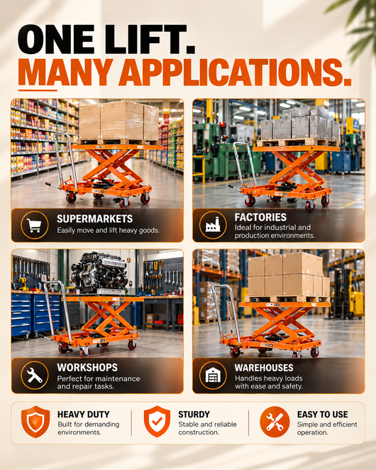 NEVOROO LiftForce™ – Hydraulic Scissor Lift Table Cart