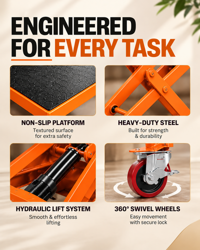 NEVOROO LiftForce™ – Hydraulic Scissor Lift Table Cart