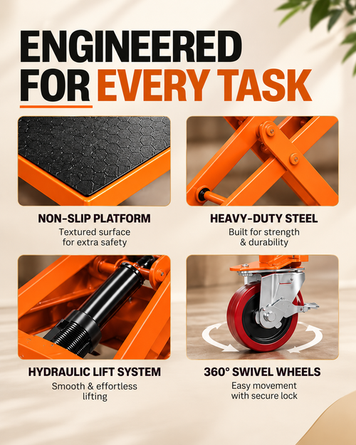 NEVOROO LiftForce™ – Hydraulic Scissor Lift Table Cart